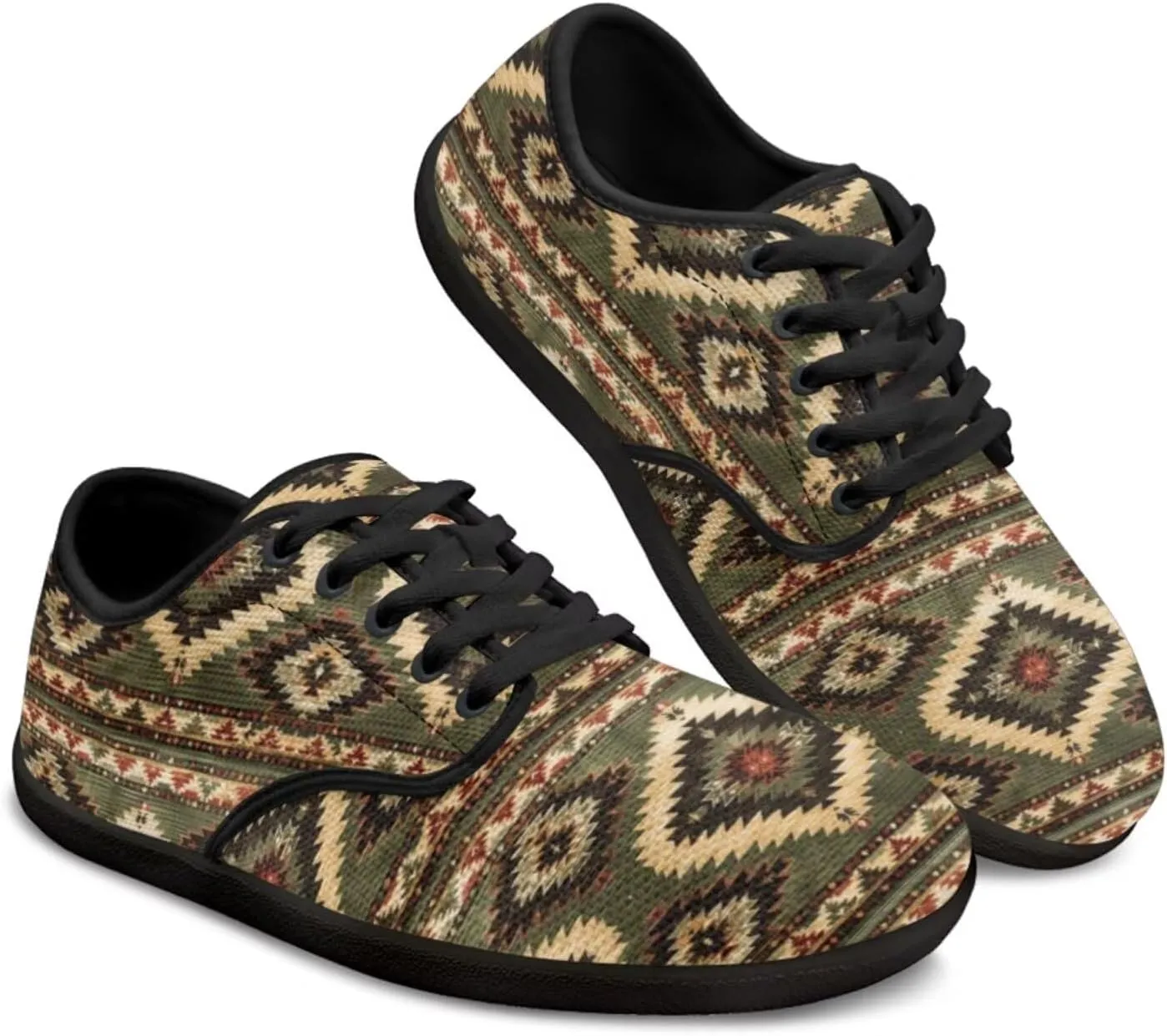 Mens Barefoot Skate Shoes Ethnic Style Women Wide Toe Box Sneakers