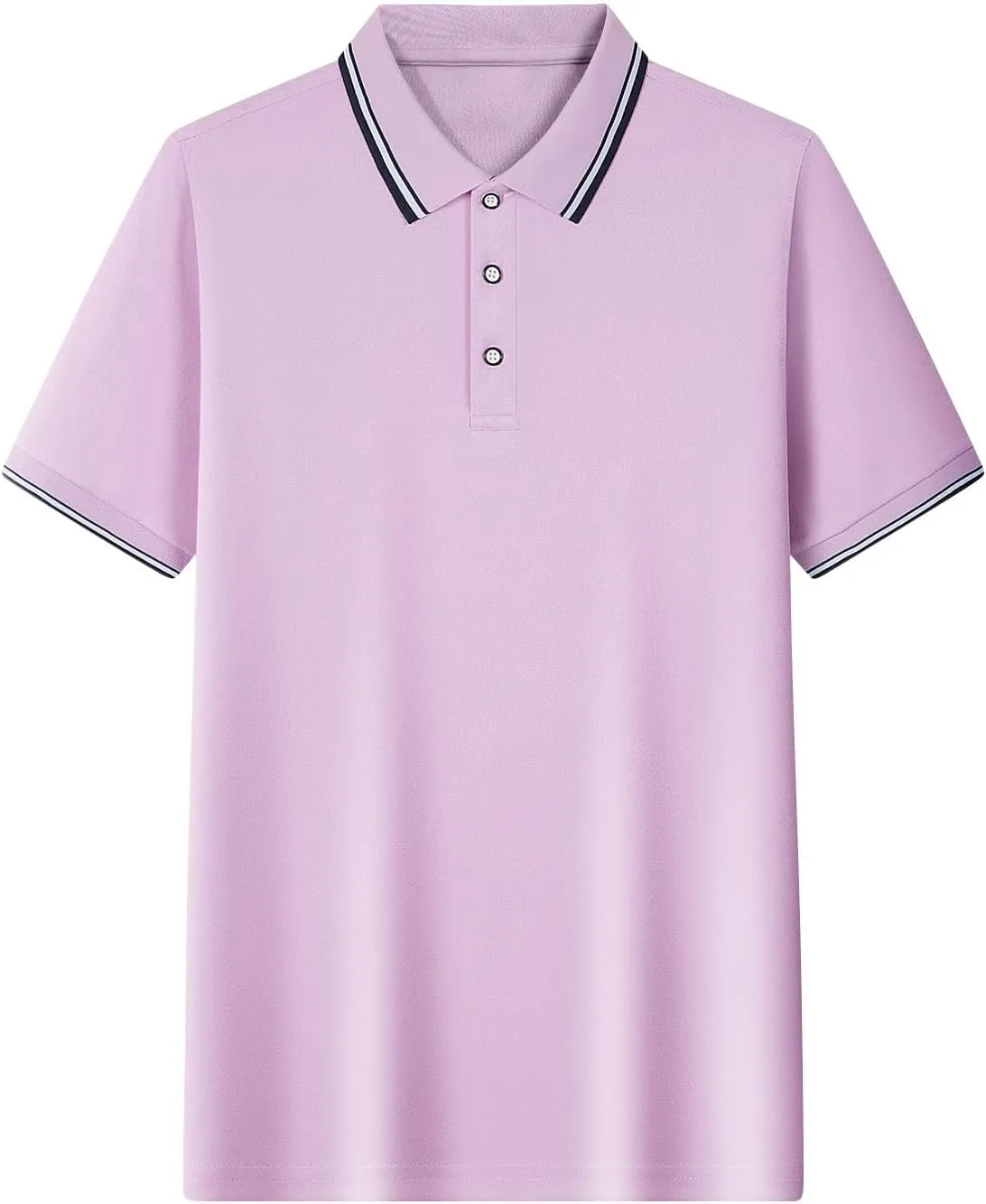 Mens Golf Shirt Short Sleeve Causal V Neck Polo Shirts Slim Fit Solid Button Down Collar T-Shirt Loose Pullover