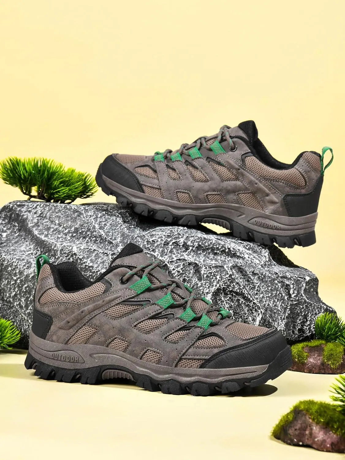 Men's Hiking Shoes Low-Top Trail Running Sneakers Breathable Mesh Travel Shoes Non-Slip Outdoor Trekking Boots