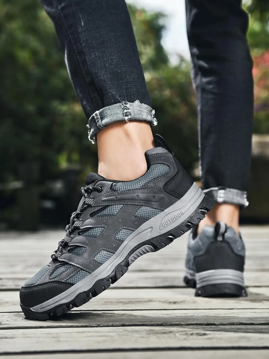 Men's Hiking Shoes Low-Top Trail Running Sneakers Breathable Mesh Travel Shoes Non-Slip Outdoor Trekking Boots