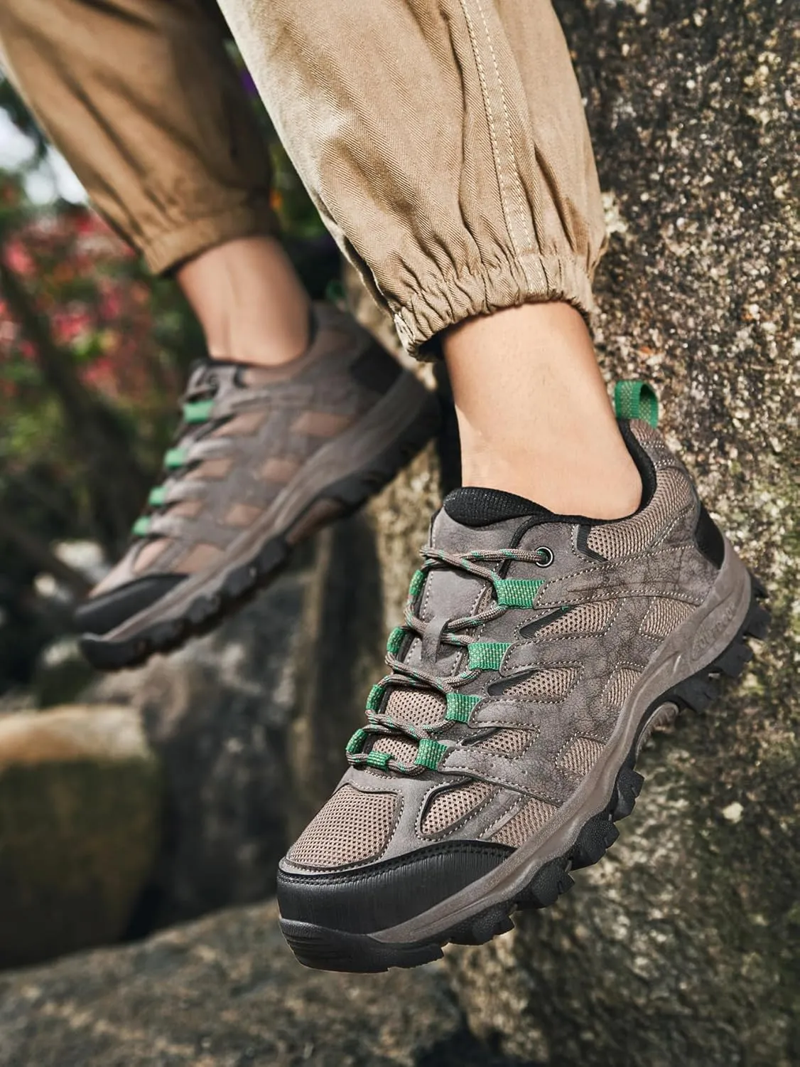 Men's Hiking Shoes Low-Top Trail Running Sneakers Breathable Mesh Travel Shoes Non-Slip Outdoor Trekking Boots