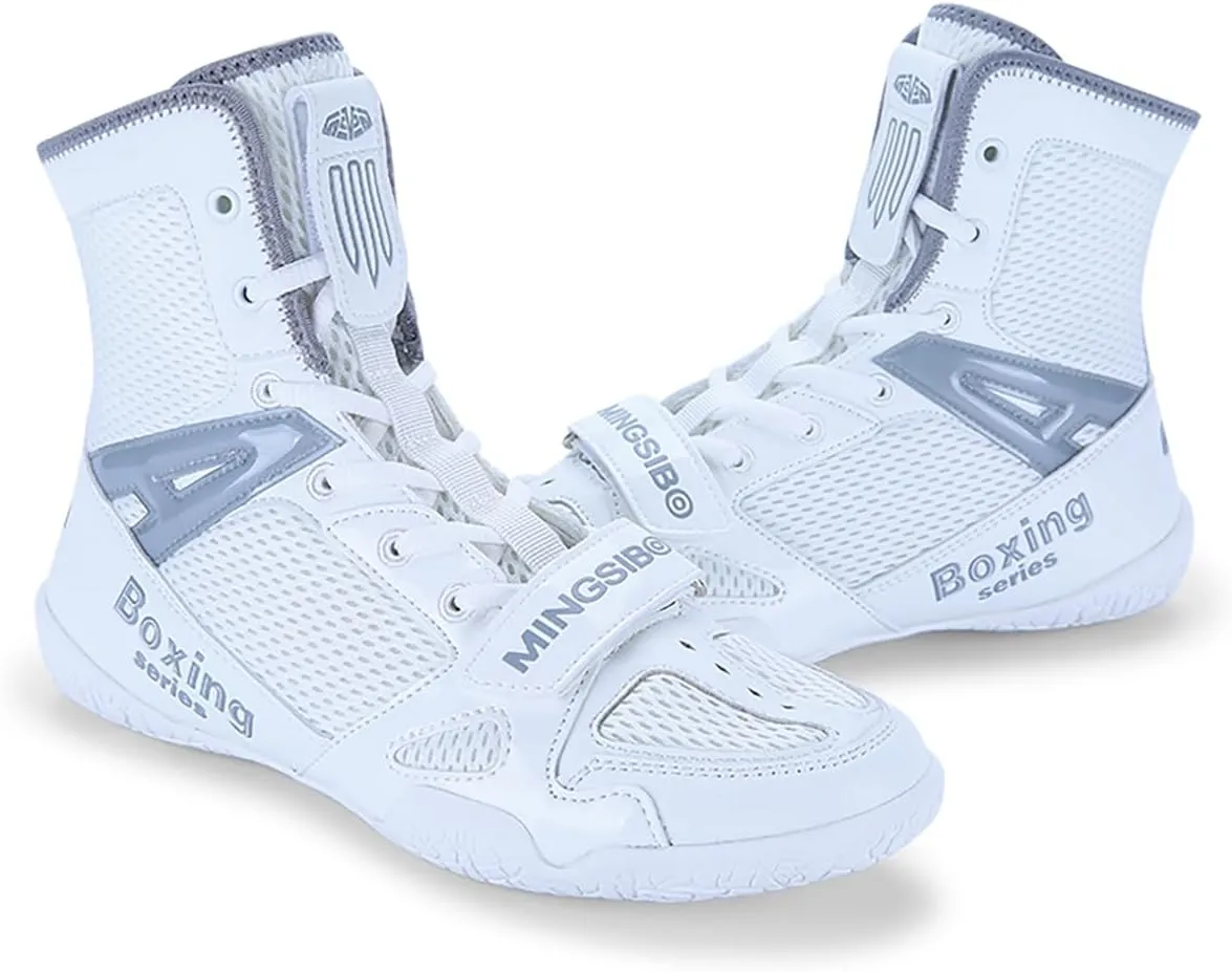 Men's Pro Boxing Shoes Breathable Wrestling Shoes Lightweight Training Shoe for Adult & Youth Men Women High Top Fitness Sneakers Non Slip Rubber Boots Deep Squat Combat Shoes