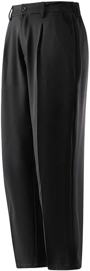 Men's Solid Color Casual Light Shiny Elastic Drape Wide Leg Suit Trousers