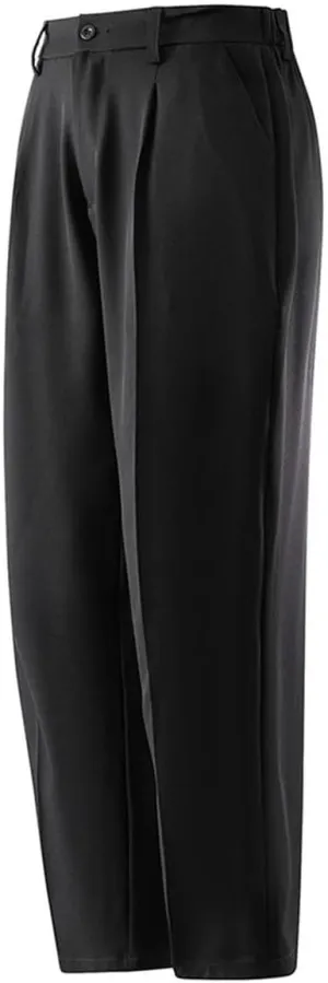 Men's Solid Color Casual Light Shiny Elastic Drape Wide Leg Suit Trousers