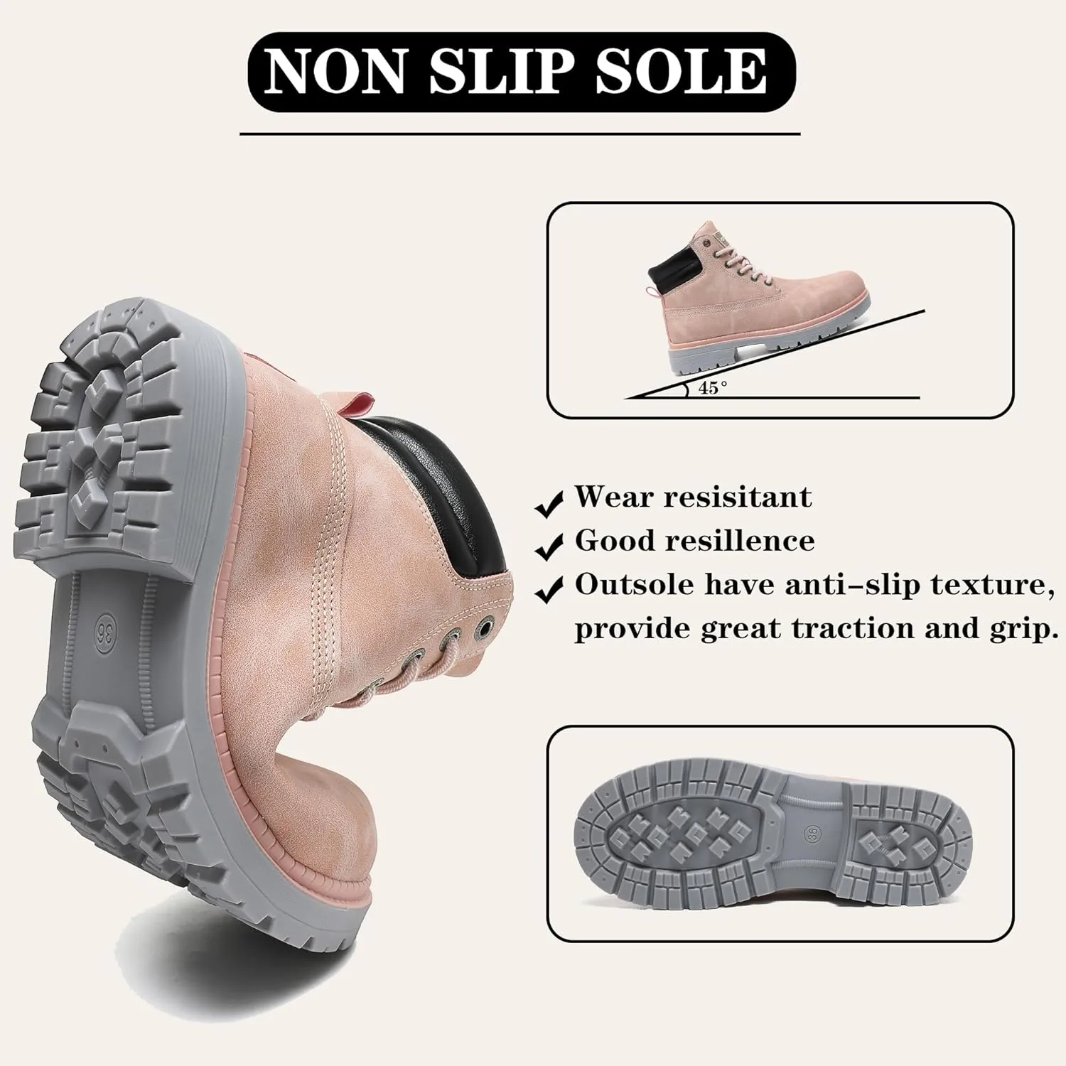 Men's Women's Hiking Boots Casual Chukka Boots Non Slip Outdoor Boot Waterproof Lightweight Ankle Boots Lace Up Walking Booties