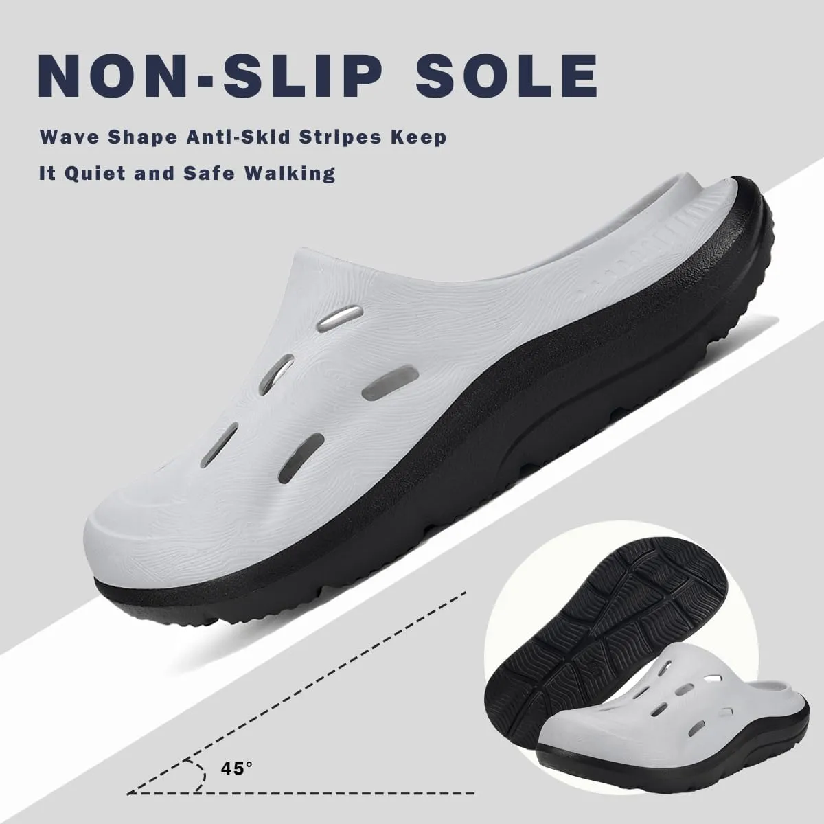 Mens Womens Wide Width Recovery Sandals Sport Slides with Plantar Fasciitis Arch Support Orthotic Clogs Shoes Comfortable Thick Cushion Shower Slippers