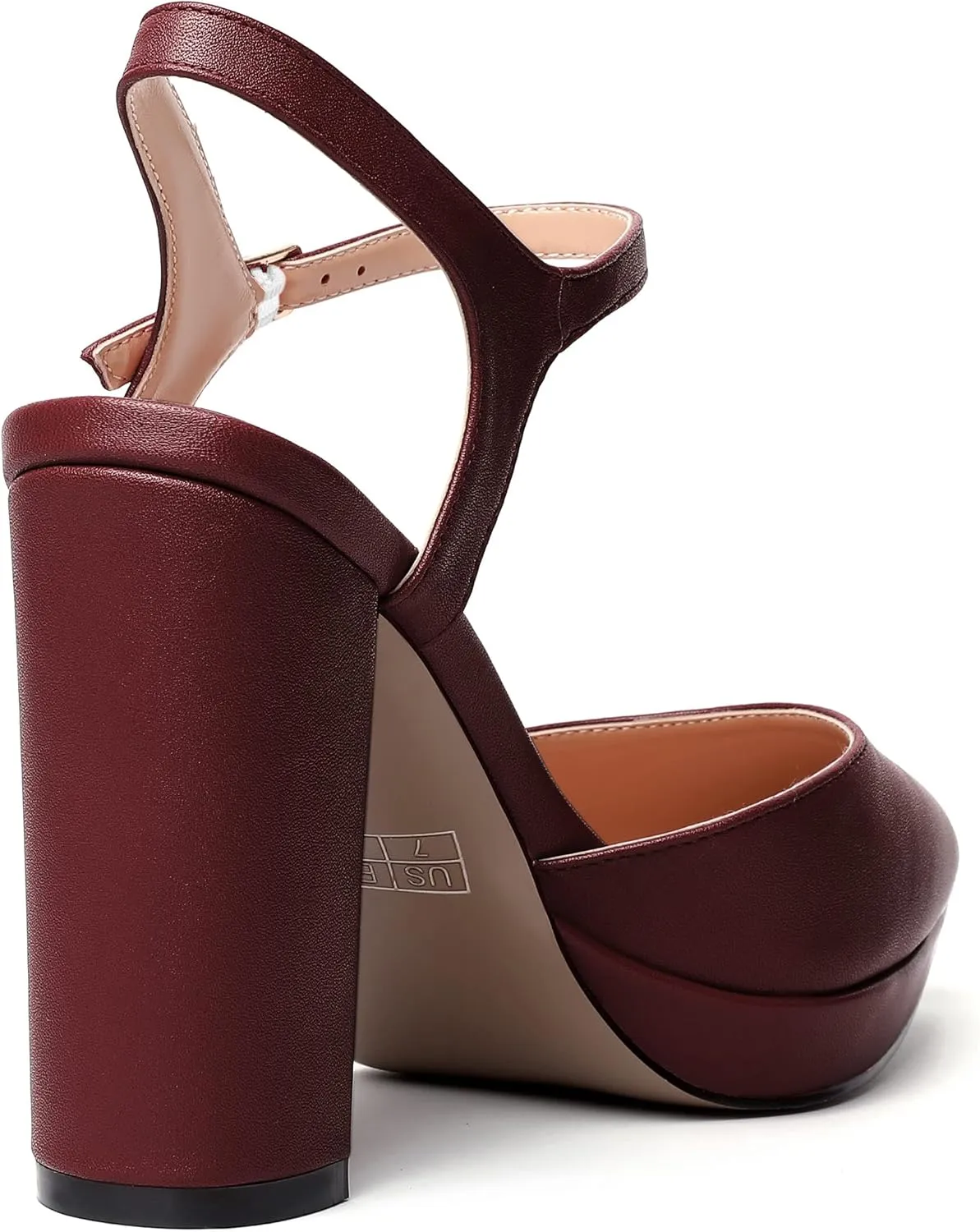 MERRORI Womens Evening Matte Sandals Dress Buckle Pointed Toe Ankle Strap Chunky High Heel Pumps Shoes 4 Inch