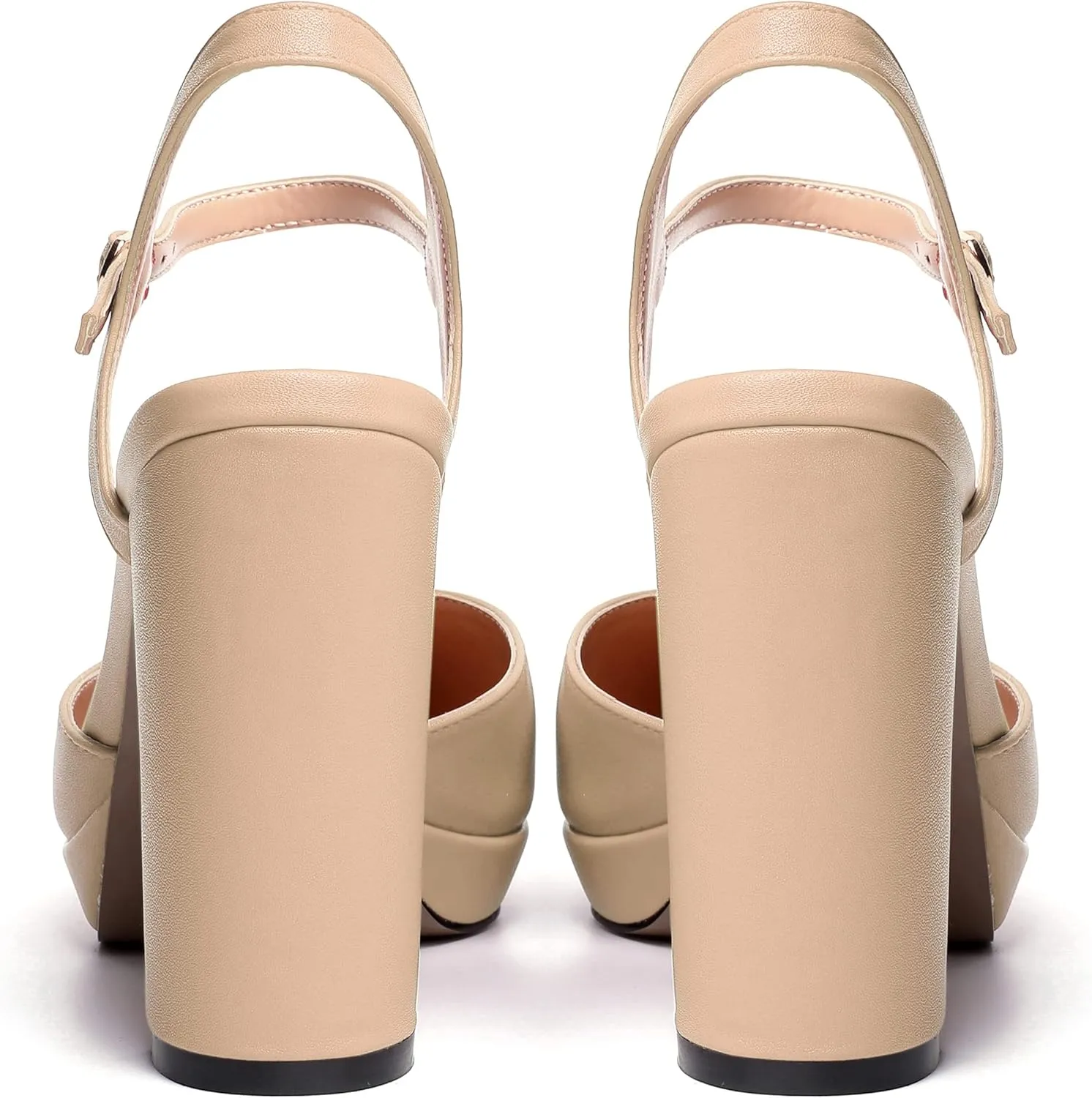MERRORI Womens Evening Matte Sandals Dress Buckle Pointed Toe Ankle Strap Chunky High Heel Pumps Shoes 4 Inch