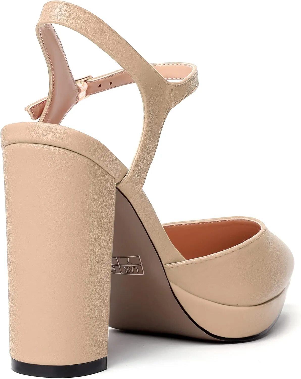 MERRORI Womens Evening Matte Sandals Dress Buckle Pointed Toe Ankle Strap Chunky High Heel Pumps Shoes 4 Inch