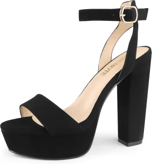 MERUMOTE Women's Fashion Platform Sandals Block Heels Wedding Summer Dress Shoes