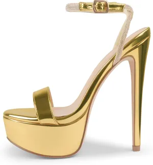 MERUMOTE Women's Platform Heels Sky High Heel Sandals Party Bridal Evening Shoes