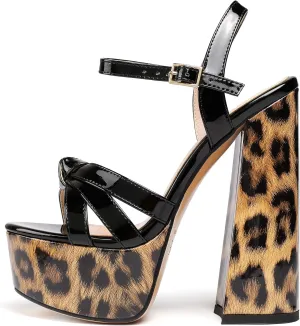 Mettesally Women's Chunky Platform Heels Heeled Sandals Open Toe Ankle Strap Sandals Summer Dress Shoes