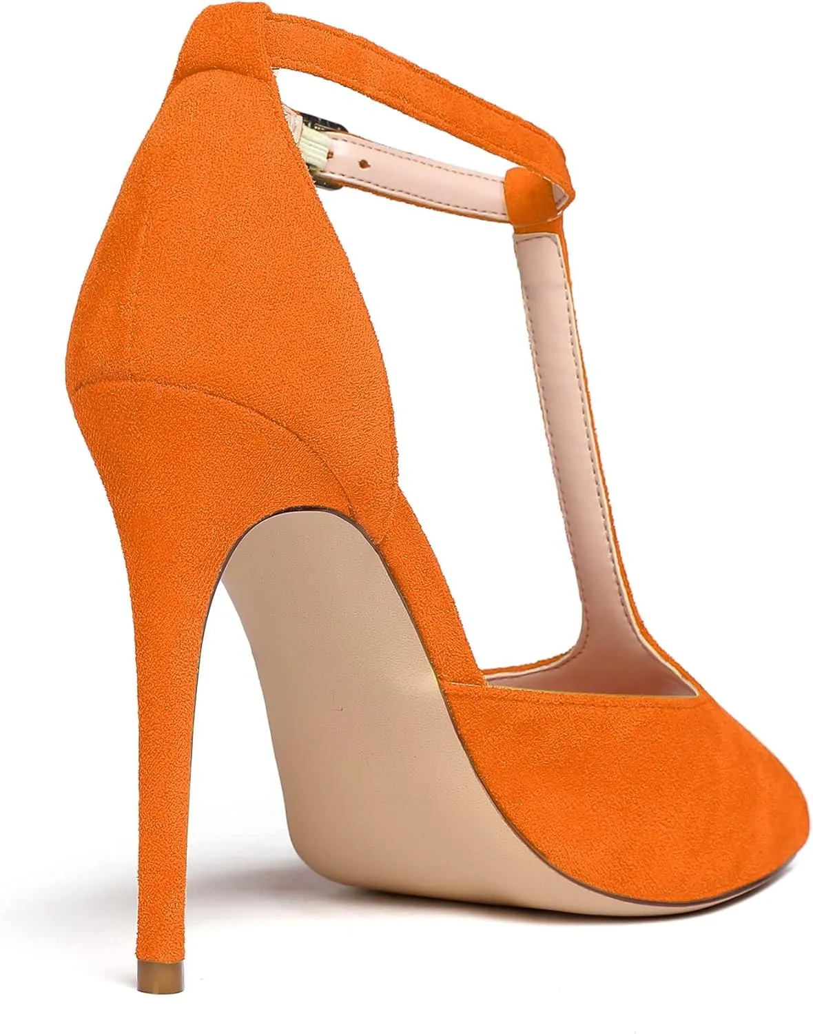 Mettesally Women's T-Strap Stiletto High Heels Peep Toe Heeled Sandals Ankle Strap T-bar Pumps Wedding Dress Shoes