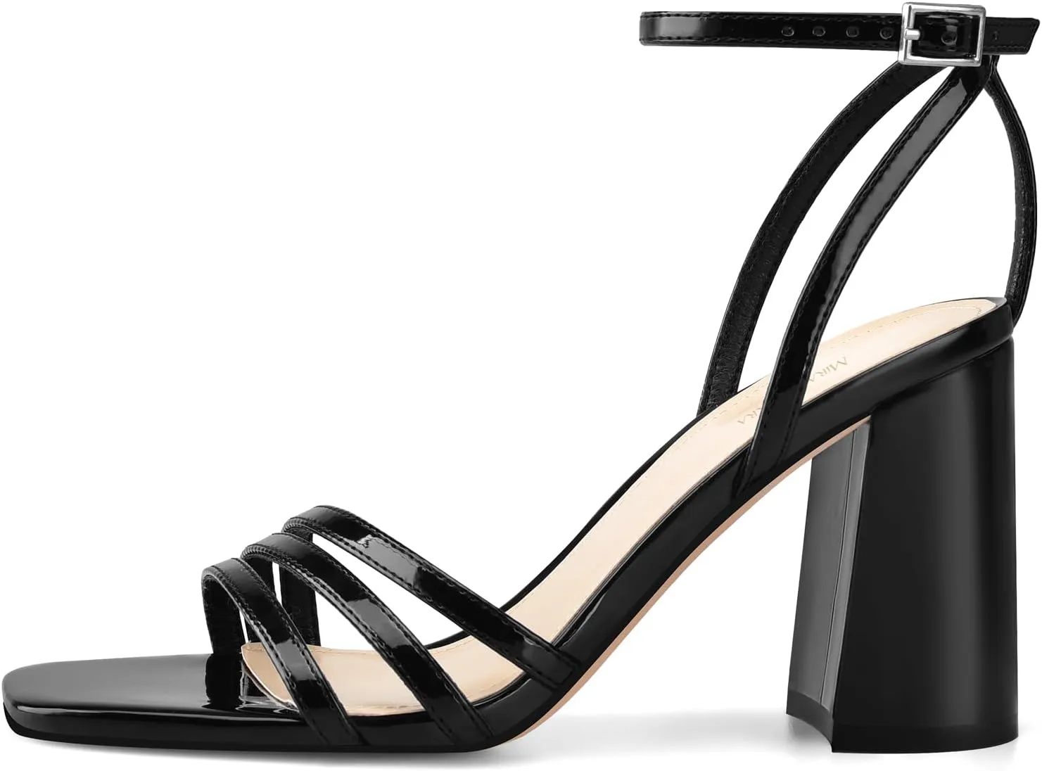 MIRAAZZURRA Womens Heeled Sandals, Square Open Toe Chunky Block Heels with Ankle Strap, for Women Daily Party Dress Comfortable Heels