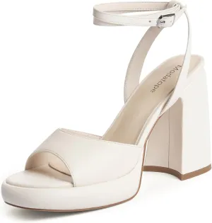 Modatope Platform Heels Sandals for Women with Chunky Heel, Open Round Toe and Ankle Strap Design