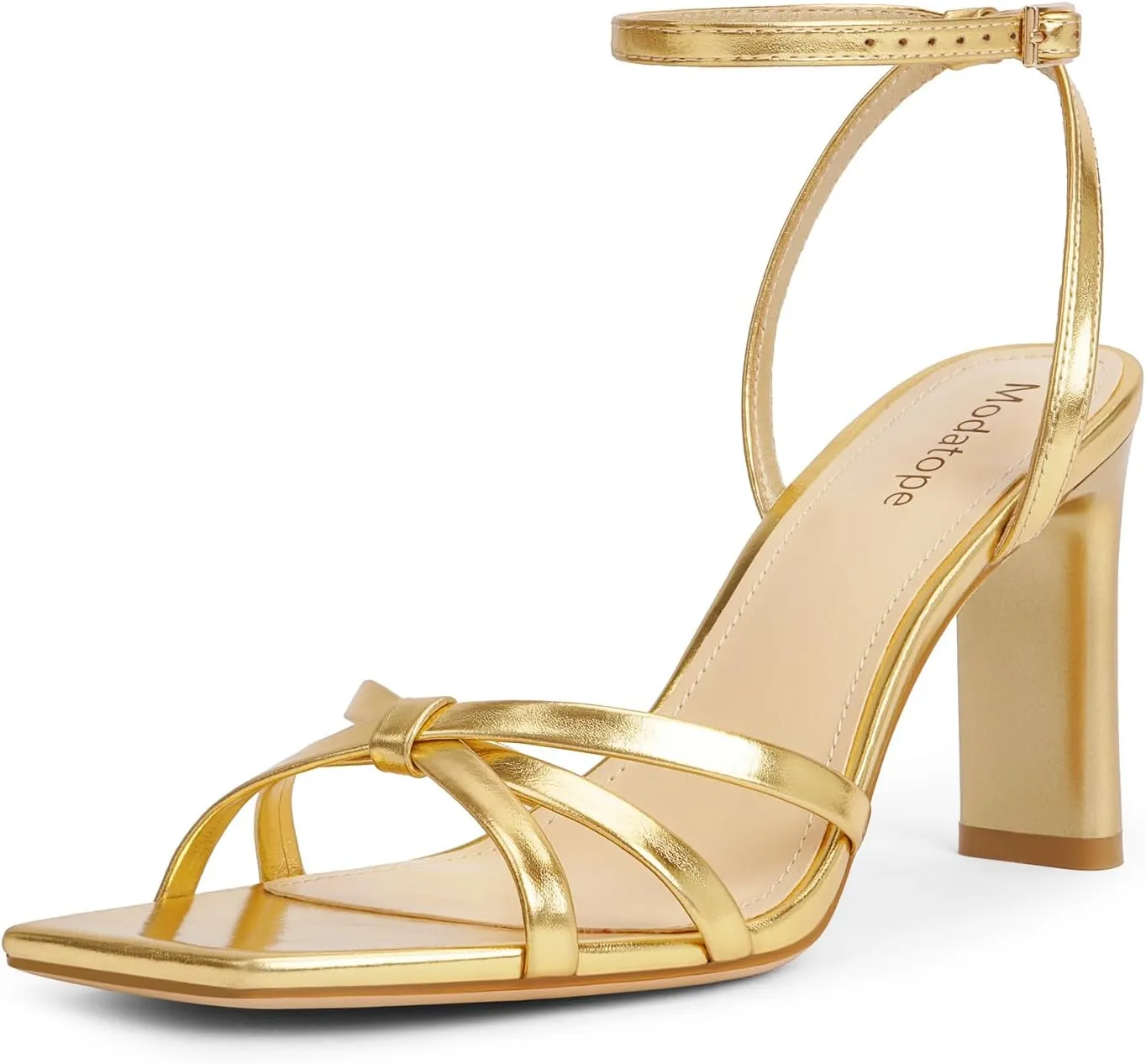 Modatope Womens Sandals Square Open Toe Chunky High Heels Strappy Ankle Strap Sandals Comfort Dress Party Shoes
