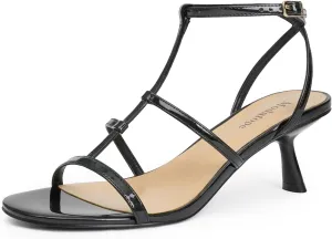 Modatope Womens Strappy Heeled Sandals Open Round Toe T-Strap Kitten Heels for Women