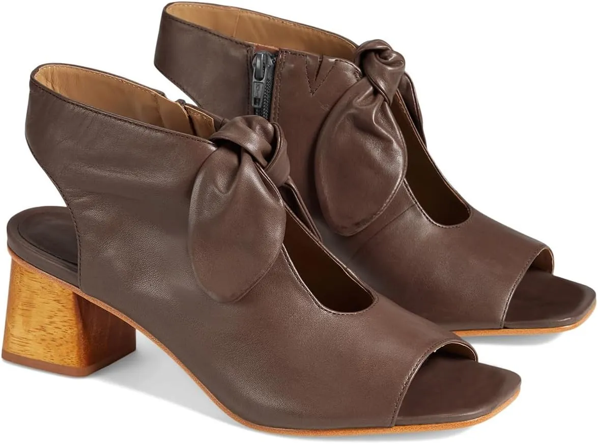 MOOMMO Women Heeled Sandals with Bow Open Toe Low Chunky Block Heel Sandal Booties Cutout 2" Heels Backless Slingback Dress Shoes Peep Toe Back Zipper Suede Sandal Dressy Summer Beach Casual 4-13 M US