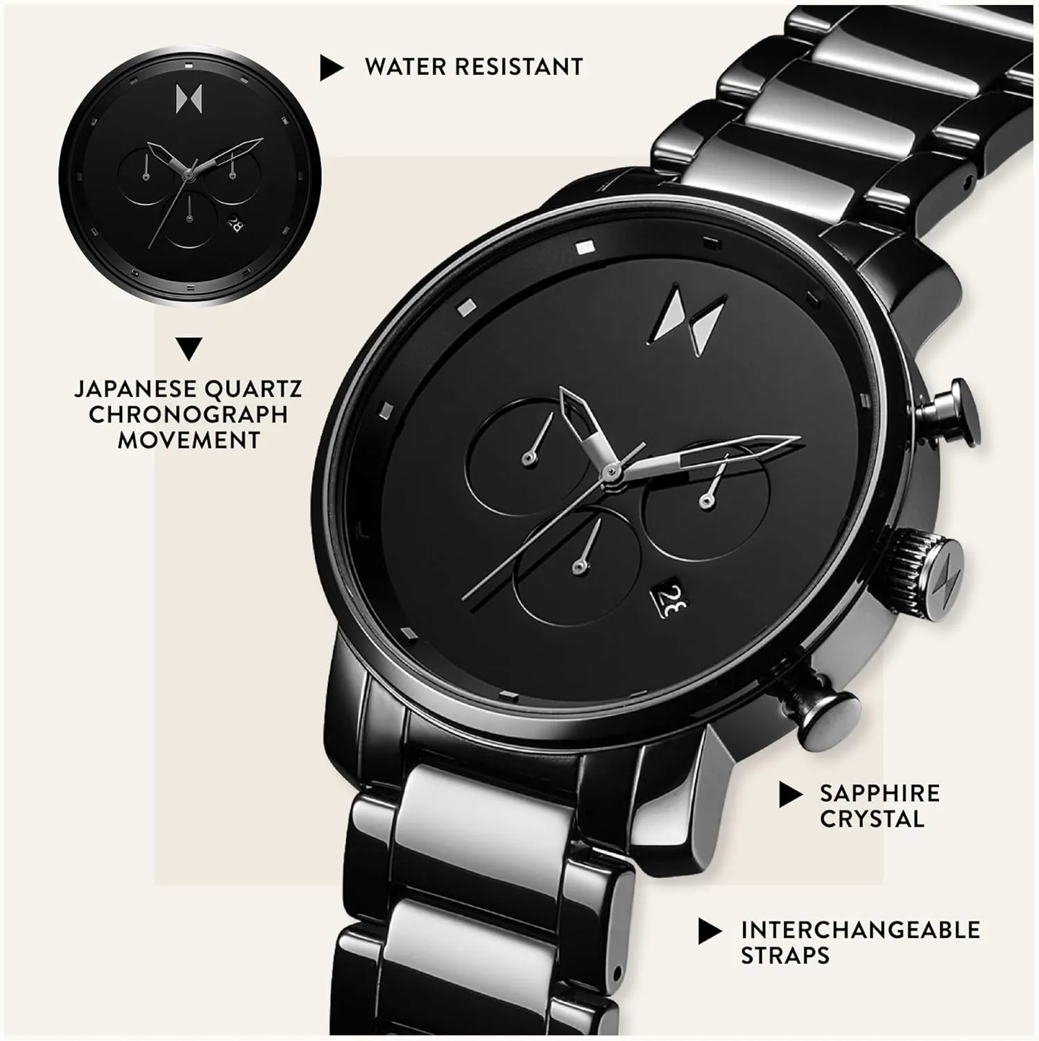 MVMT Chrono Men's Watch - Japanese Quartz Chronograph - Water Resistant 3 to 5 ATM/30 to 50 Meters