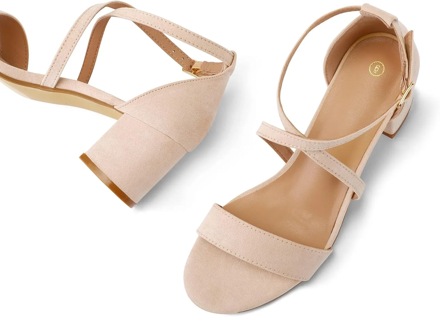 mysoft Women's 2.25 Inch Low Chunky Heels Dress Pump Open Toe Cross Ankle Strap Wedding Block Heeled Sandals
