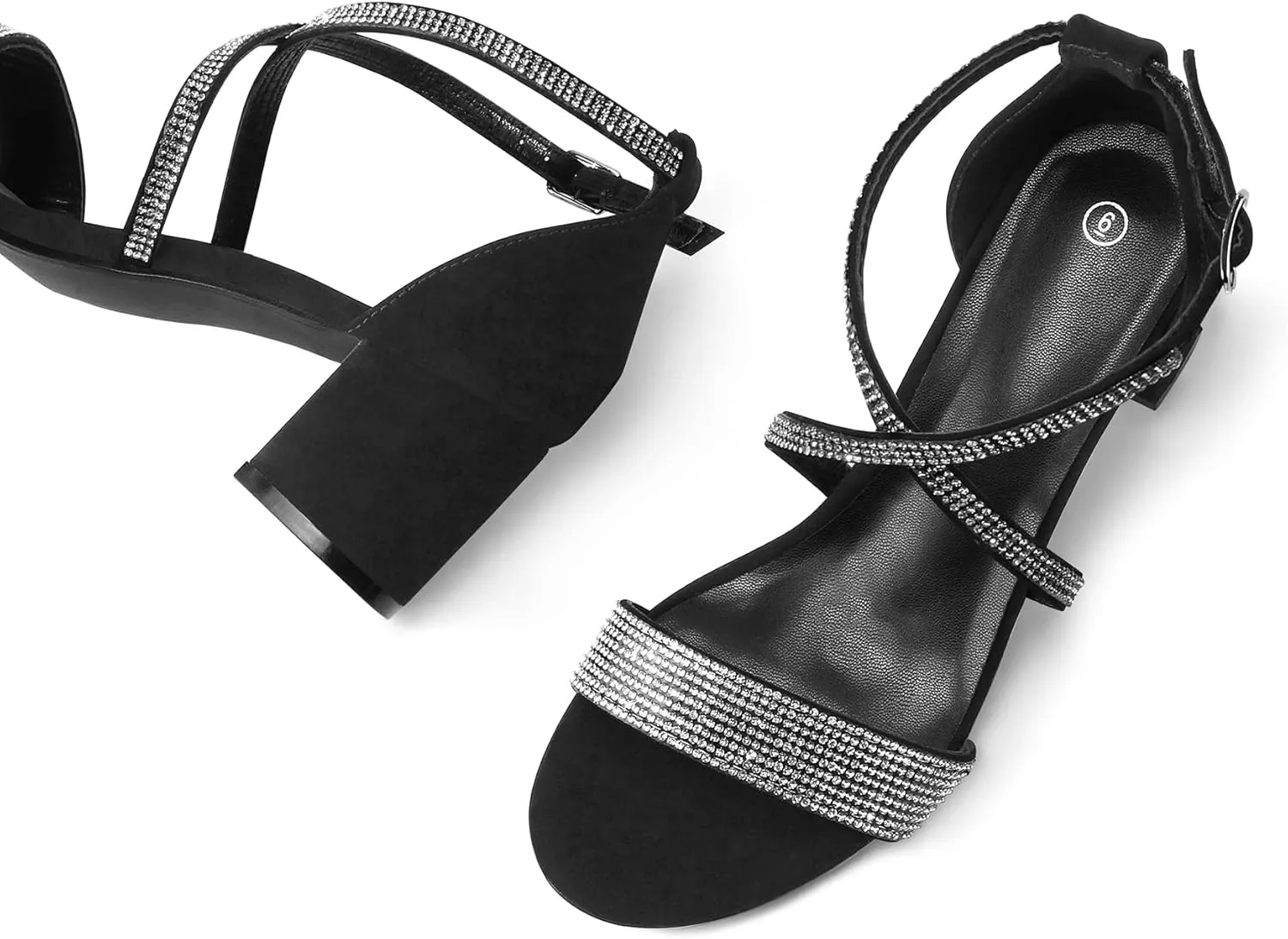 mysoft Women's 2.25 Inch Low Chunky Heels Dress Pump Open Toe Cross Ankle Strap Wedding Block Heeled Sandals
