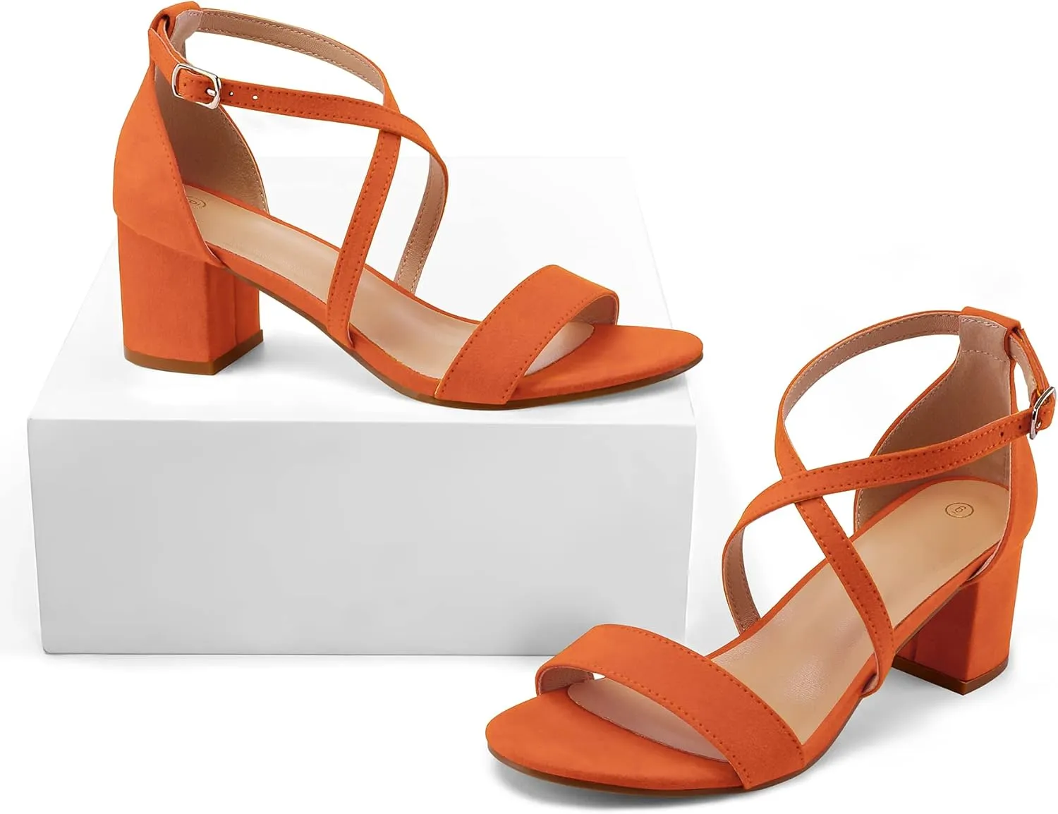 mysoft Women's 2.25 Inch Low Chunky Heels Dress Pump Open Toe Cross Ankle Strap Wedding Block Heeled Sandals
