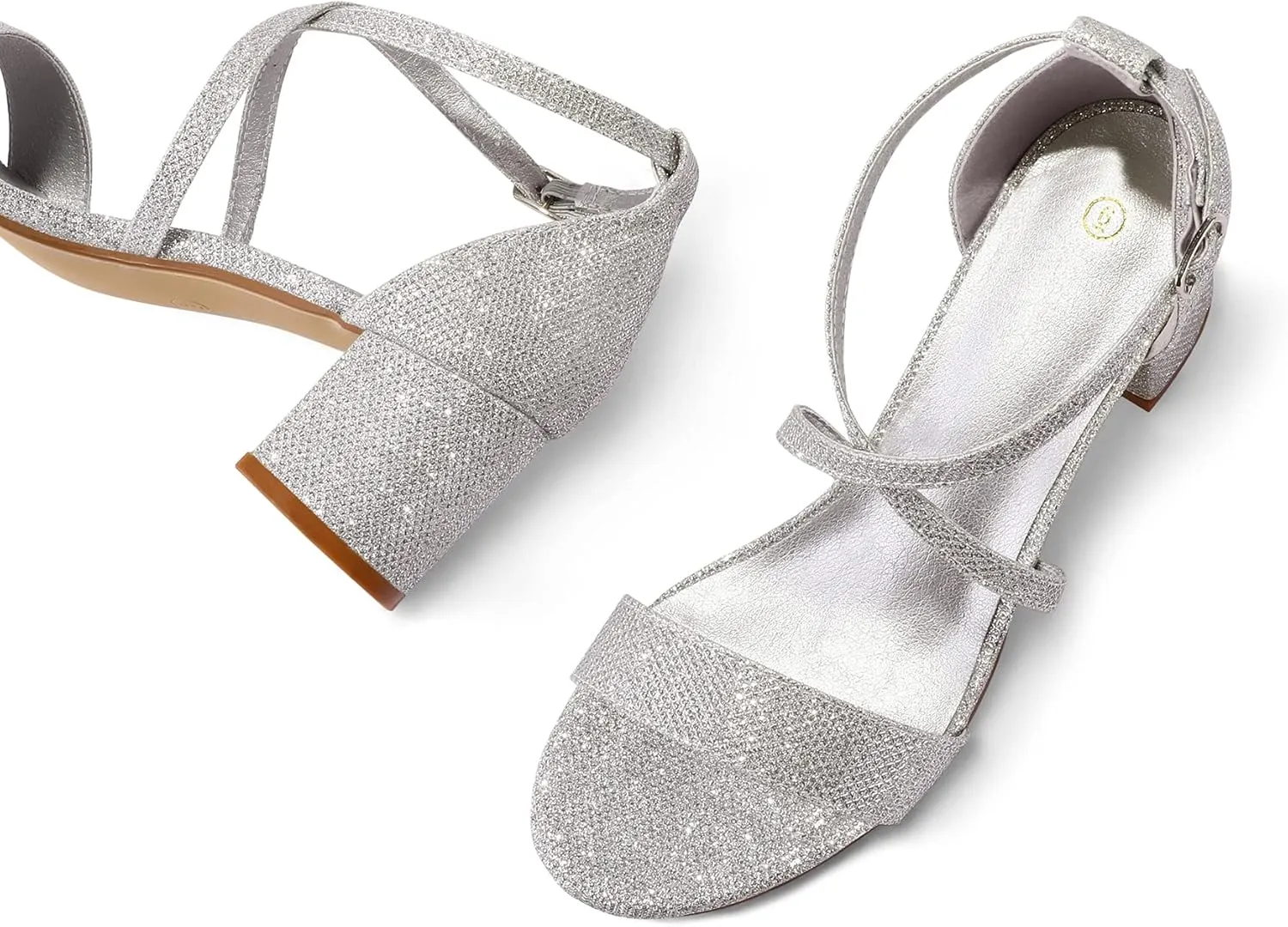 mysoft Women's 2.25 Inch Low Chunky Heels Dress Pump Open Toe Cross Ankle Strap Wedding Block Heeled Sandals