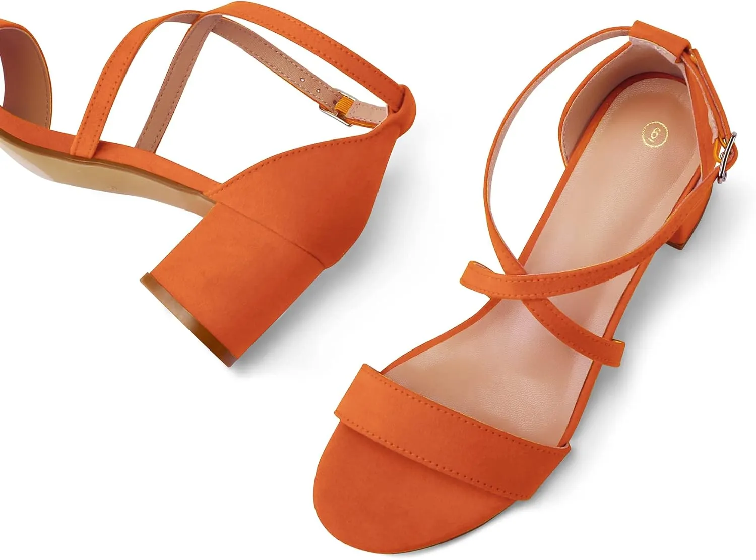 mysoft Women's 2.25 Inch Low Chunky Heels Dress Pump Open Toe Cross Ankle Strap Wedding Block Heeled Sandals