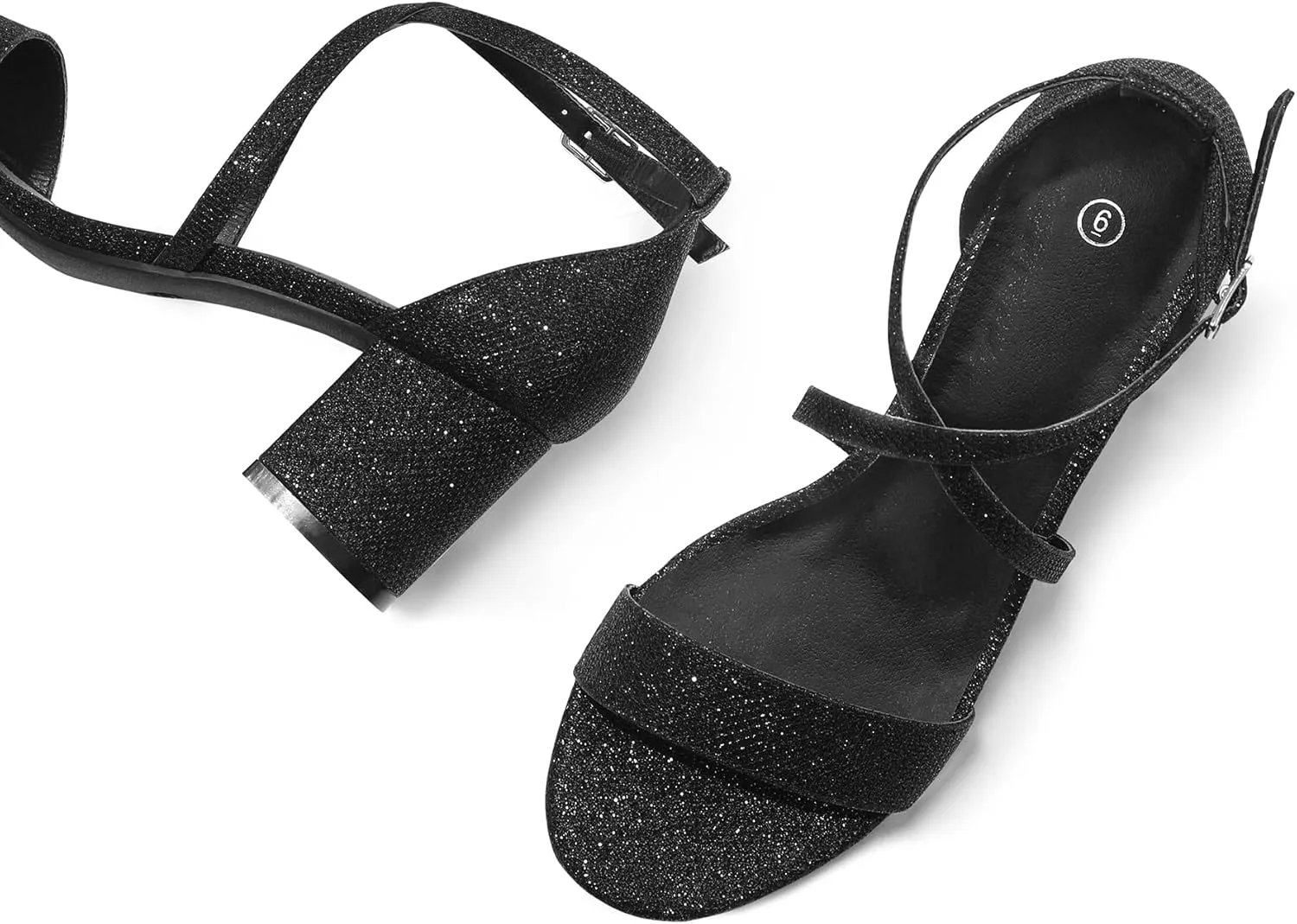 mysoft Women's 2.25 Inch Low Chunky Heels Dress Pump Open Toe Cross Ankle Strap Wedding Block Heeled Sandals