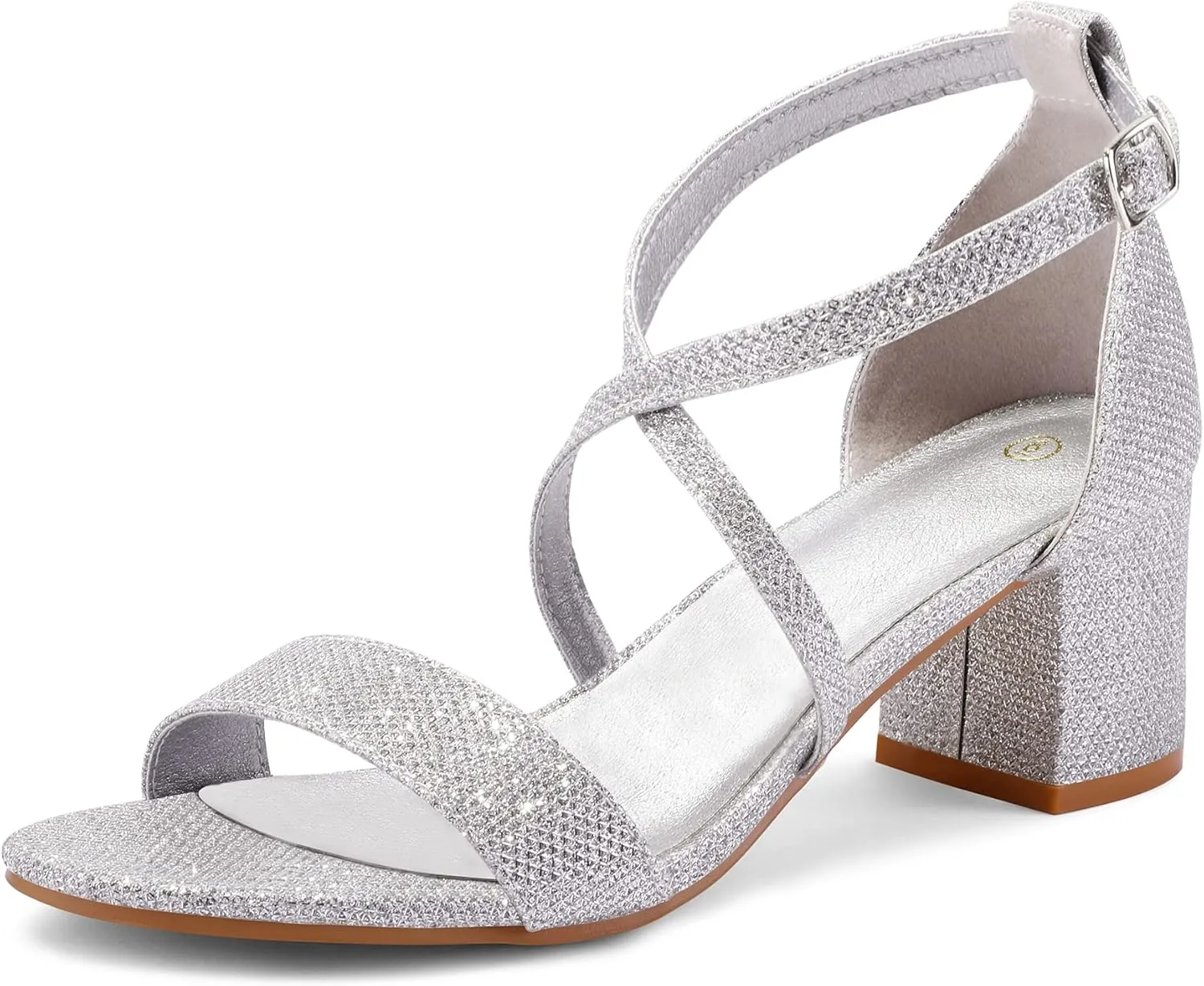 mysoft Women's 2.25 Inch Low Chunky Heels Dress Pump Open Toe Cross Ankle Strap Wedding Block Heeled Sandals