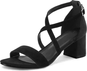 mysoft Women's 2.25 Inch Low Chunky Heels Dress Pump Open Toe Cross Ankle Strap Wedding Block Heeled Sandals