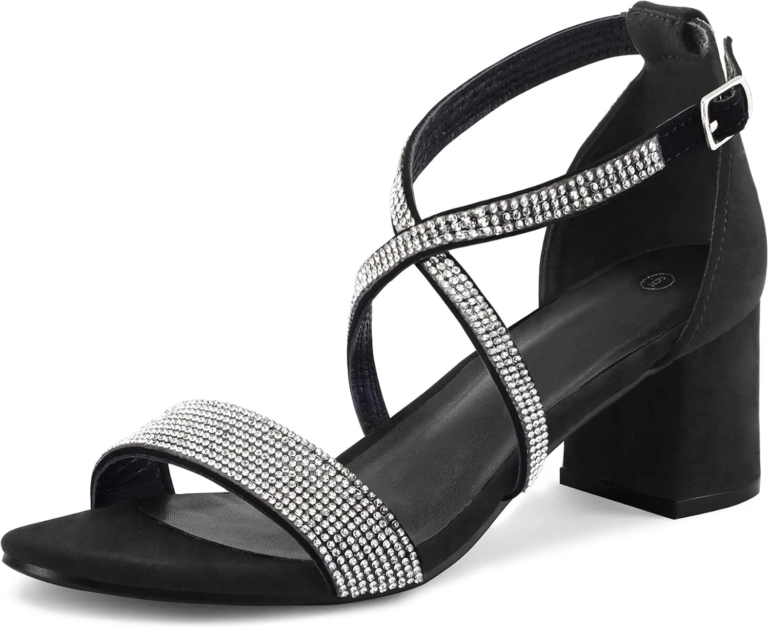mysoft Women's 2.25 Inch Low Chunky Heels Dress Pump Open Toe Cross Ankle Strap Wedding Block Heeled Sandals