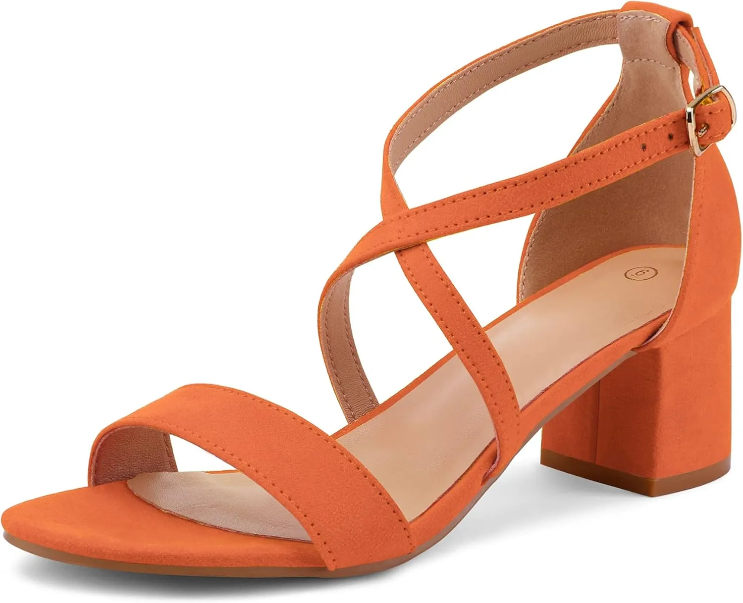 mysoft Women's 2.25 Inch Low Chunky Heels Dress Pump Open Toe Cross Ankle Strap Wedding Block Heeled Sandals