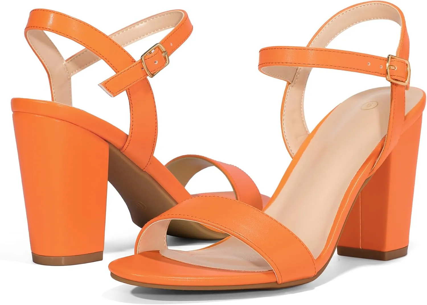 mysoft Women's Chunky Block Heels 3.3IN Open Toe Ankle Strap High Heeled Sandals Wedding Party Dress Pump Shoes