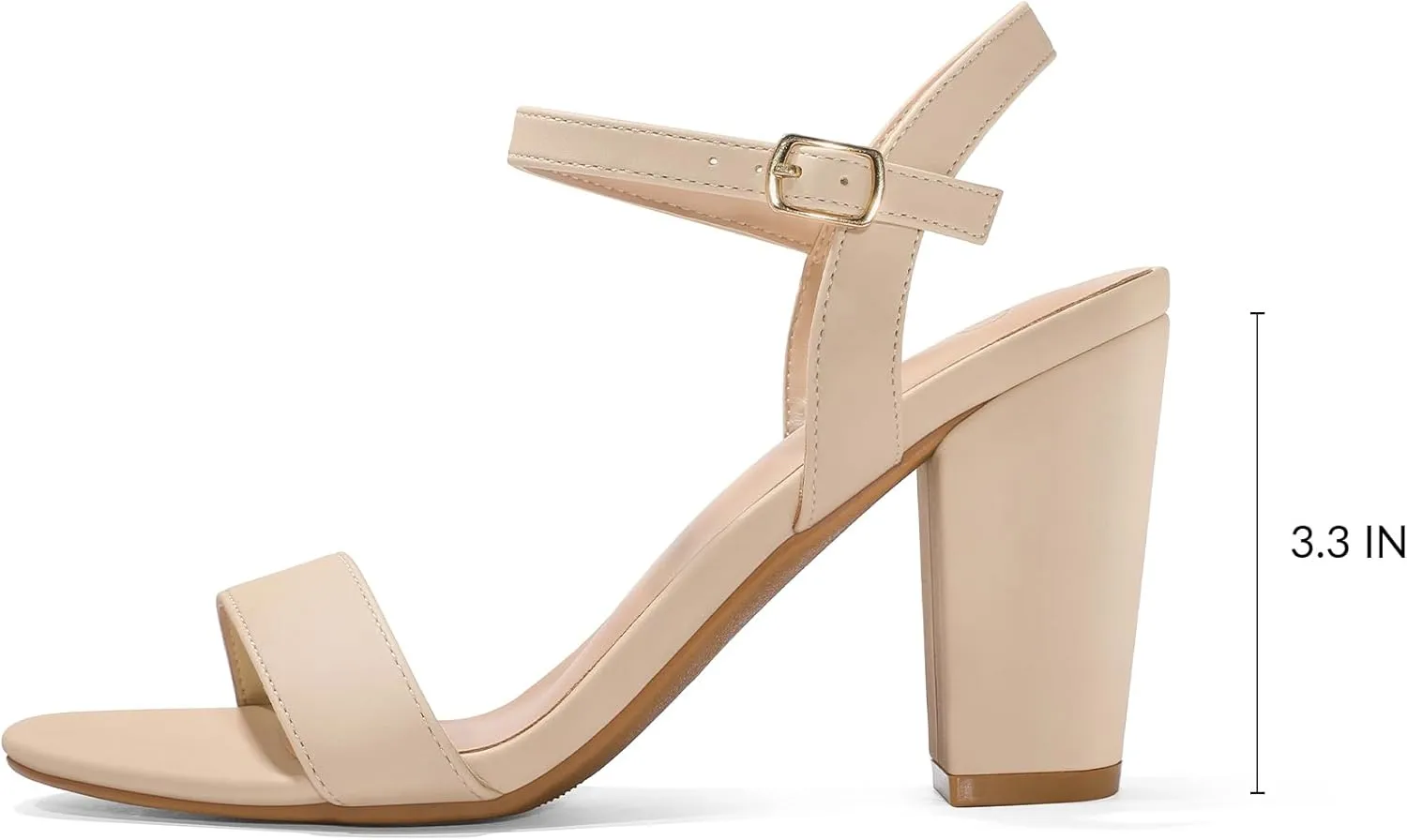 mysoft Women's Chunky Block Heels 3.3IN Open Toe Ankle Strap High Heeled Sandals Wedding Party Dress Pump Shoes