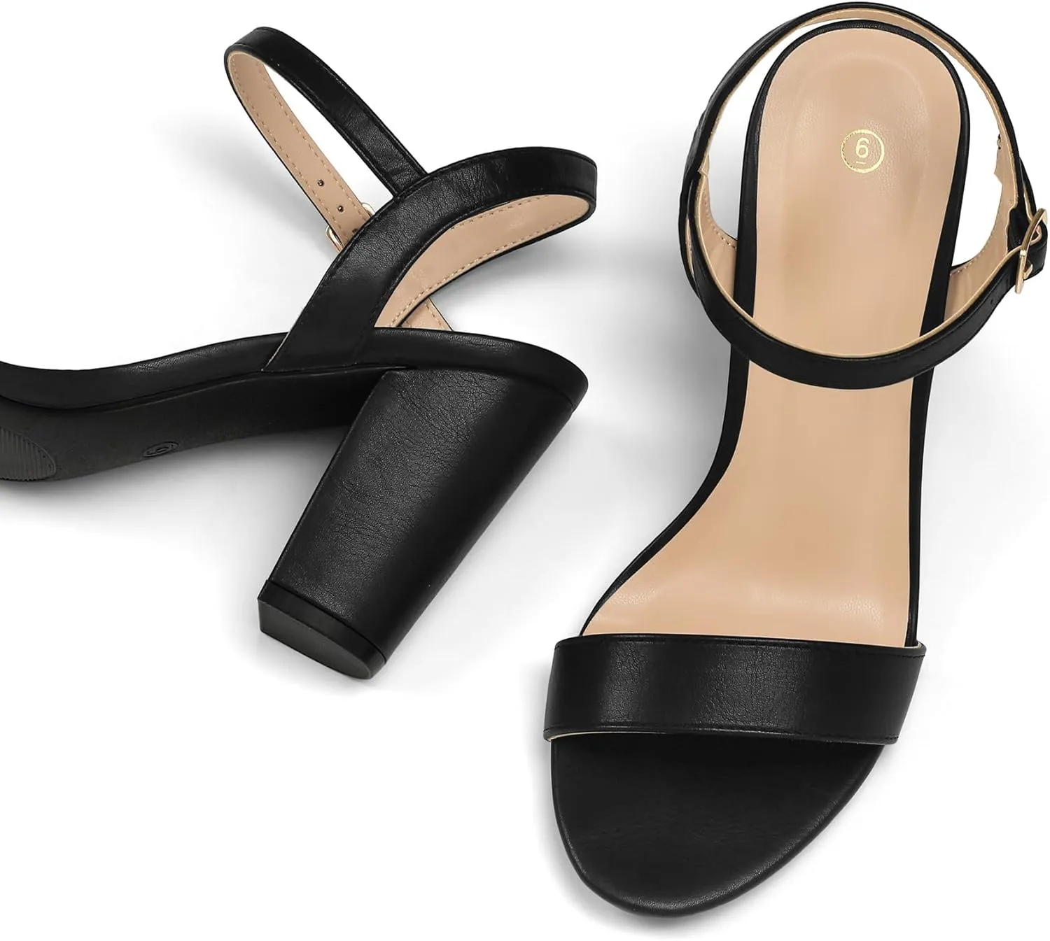 mysoft Women's Chunky Block Heels 3.3IN Open Toe Ankle Strap High Heeled Sandals Wedding Party Dress Pump Shoes