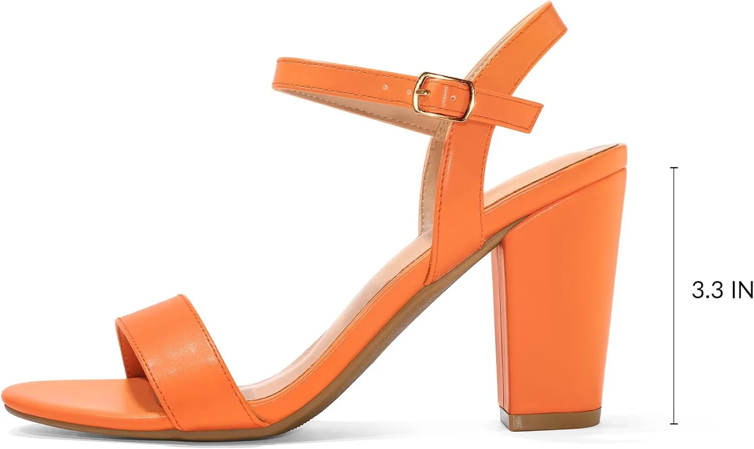 mysoft Women's Chunky Block Heels 3.3IN Open Toe Ankle Strap High Heeled Sandals Wedding Party Dress Pump Shoes