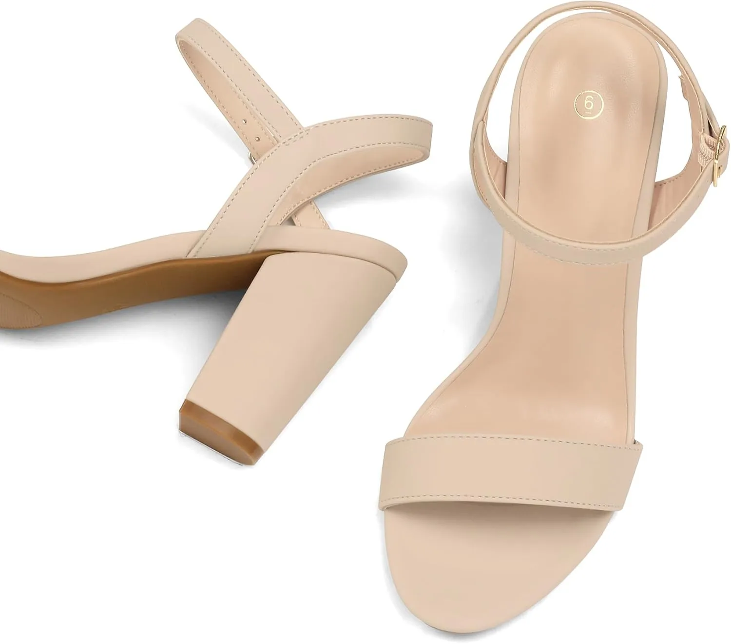 mysoft Women's Chunky Block Heels 3.3IN Open Toe Ankle Strap High Heeled Sandals Wedding Party Dress Pump Shoes