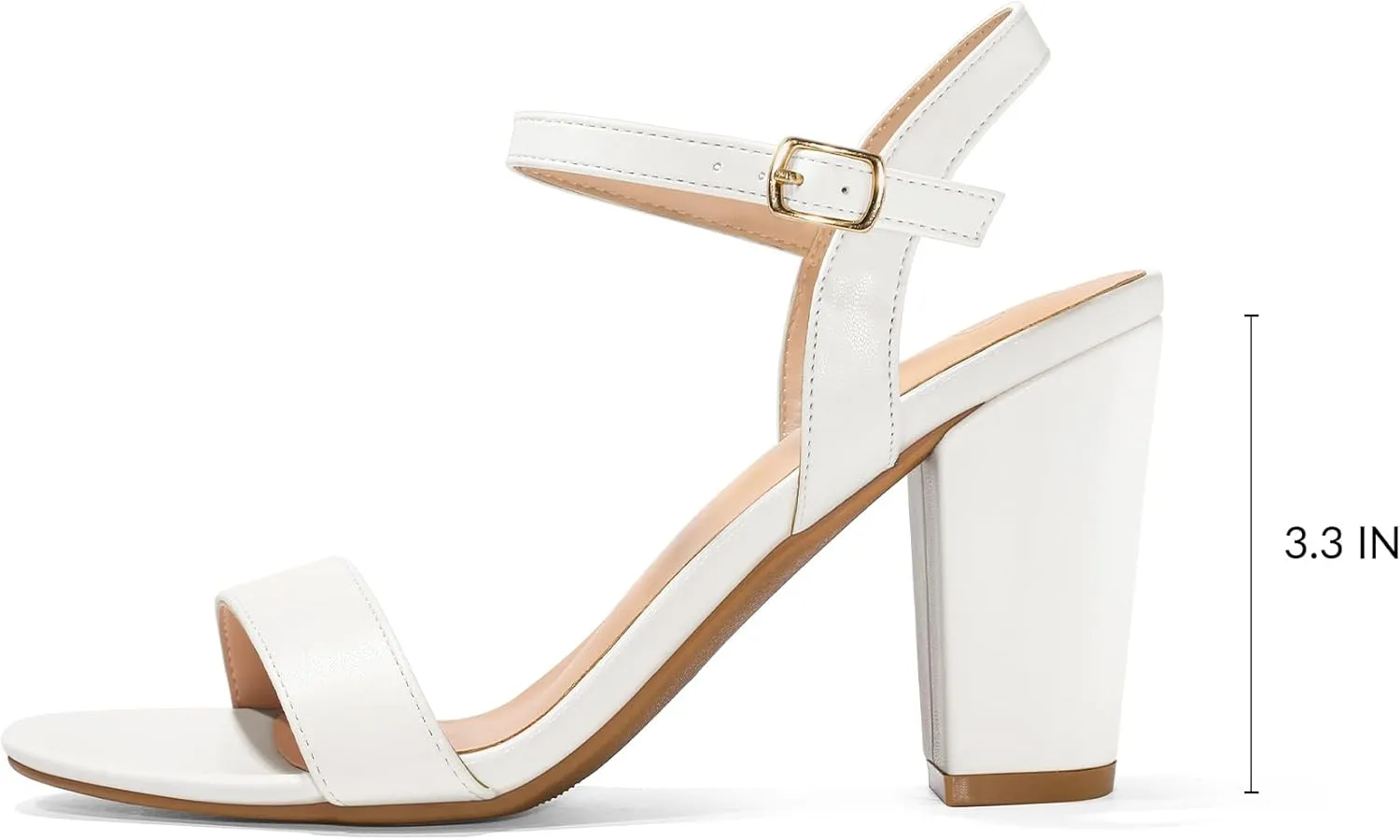 mysoft Women's Chunky Block Heels 3.3IN Open Toe Ankle Strap High Heeled Sandals Wedding Party Dress Pump Shoes