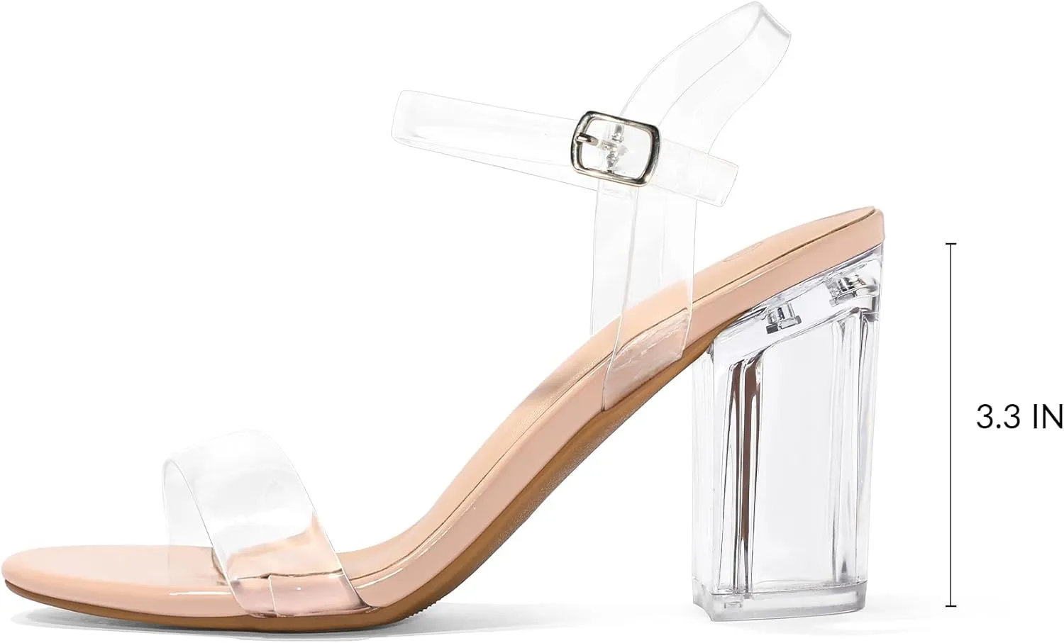 mysoft Women's Chunky Block Heels 3.3IN Open Toe Ankle Strap High Heeled Sandals Wedding Party Dress Pump Shoes