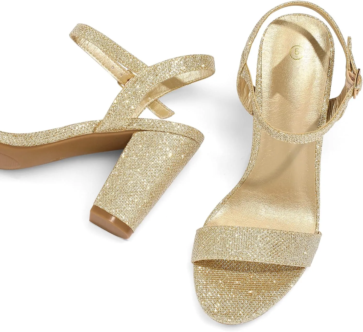 mysoft Women's Chunky Block Heels 3.3IN Open Toe Ankle Strap High Heeled Sandals Wedding Party Dress Pump Shoes