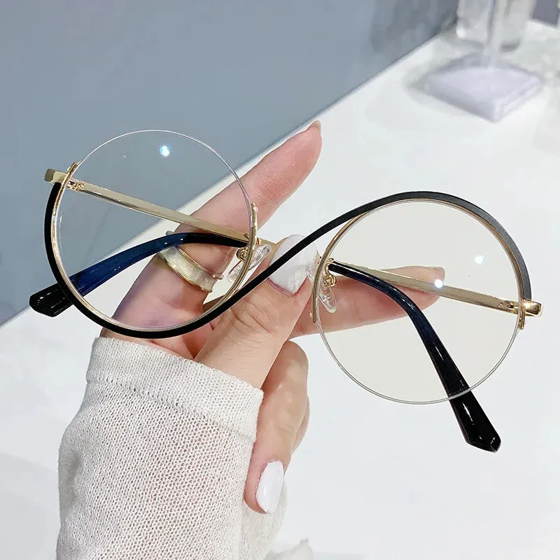 New Circular Shape Metal Half-Frame Optical Anti-Blue Glasses -Unique and Classy