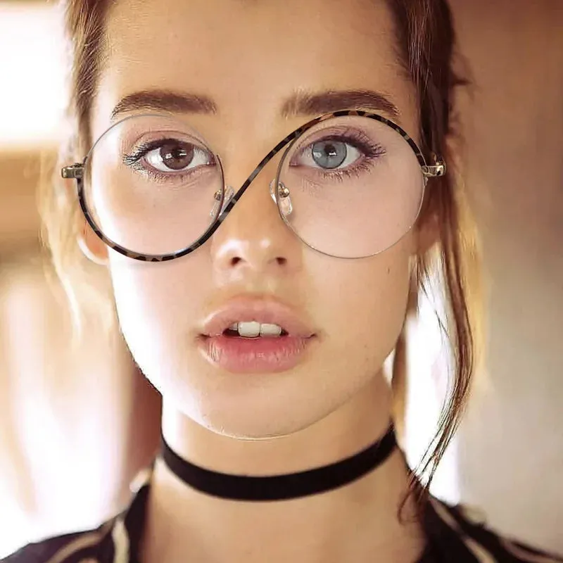 New Circular Shape Metal Half-Frame Optical Anti-Blue Glasses -Unique and Classy