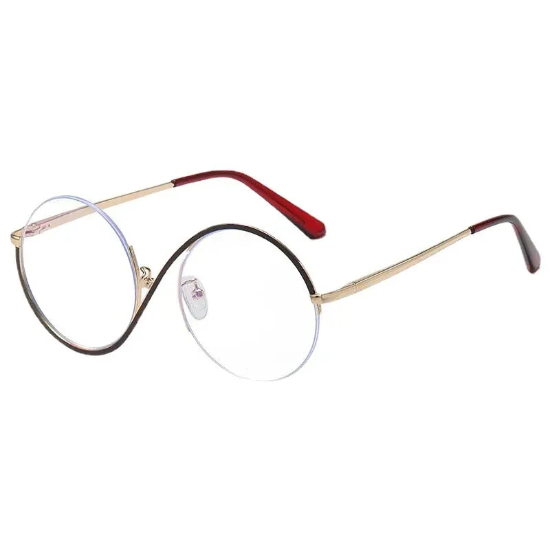 New Circular Shape Metal Half-Frame Optical Anti-Blue Glasses -Unique and Classy