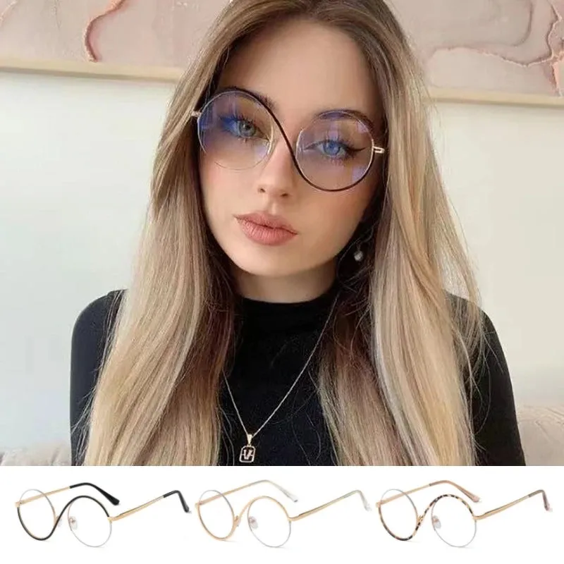 New Circular Shape Metal Half-Frame Optical Anti-Blue Glasses -Unique and Classy