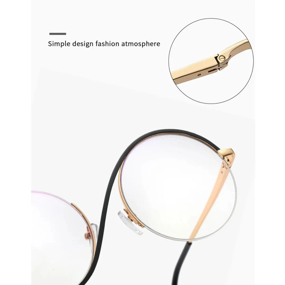 New Circular Shape Metal Half-Frame Optical Anti-Blue Glasses -Unique and Classy