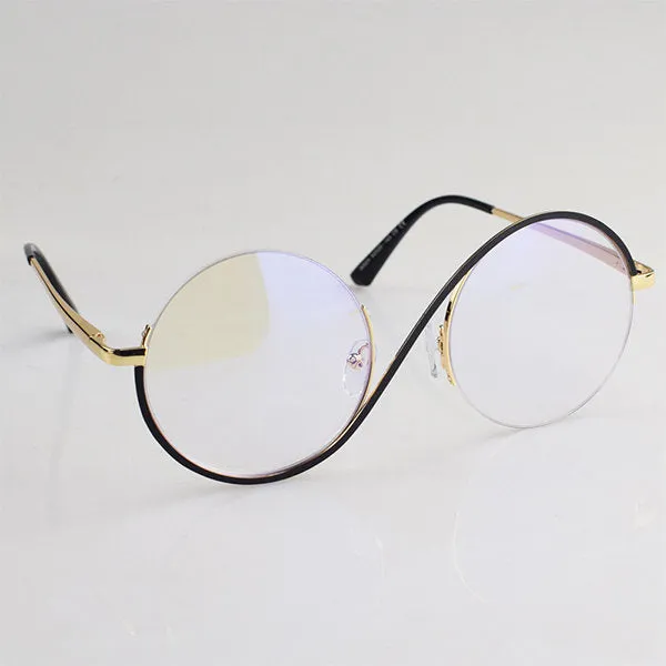 New Circular Shape Metal Half-Frame Optical Anti-Blue Glasses -Unique and Classy