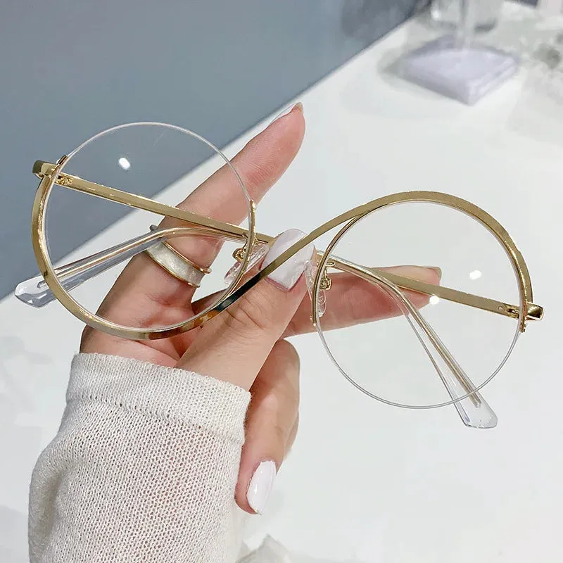 New Circular Shape Metal Half-Frame Optical Anti-Blue Glasses -Unique and Classy