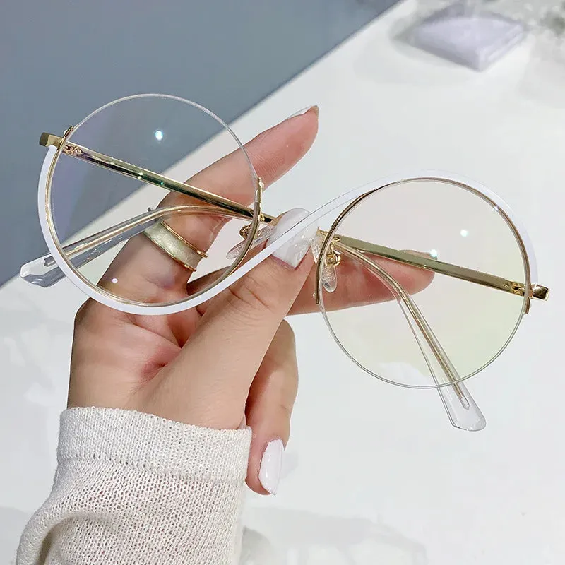 New Circular Shape Metal Half-Frame Optical Anti-Blue Glasses -Unique and Classy