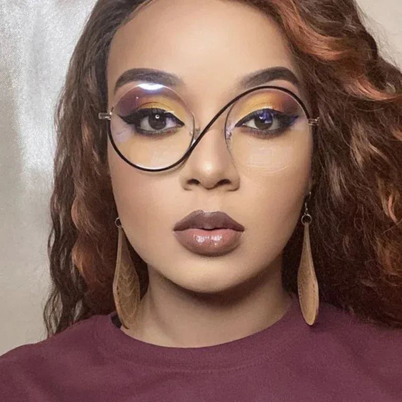 New Circular Shape Metal Half-Frame Optical Anti-Blue Glasses -Unique and Classy
